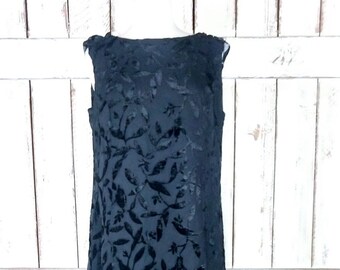Sukienka wieczorowa maxi w stylu vintage z lat 90., bez rękawów, z czarnego aksamitu, w kwiaty