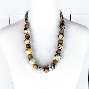 Vintage wooden bead tie necklace belt