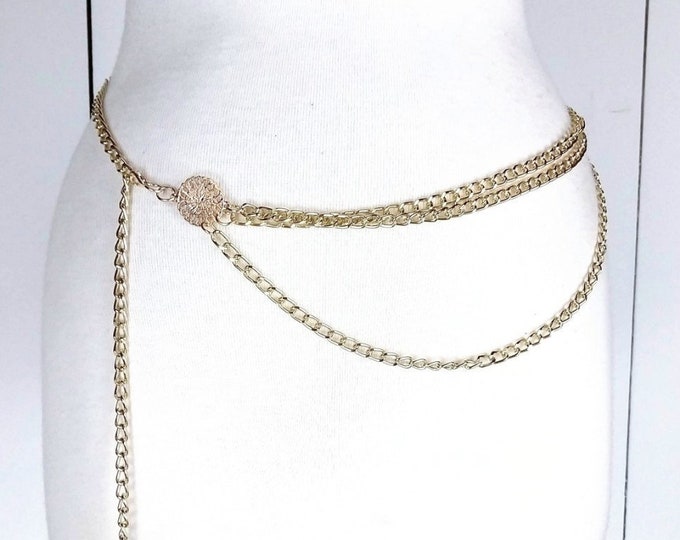 Gold Metal Chain Link Hip Belt/layered Metal Link Chain Belt Etsy