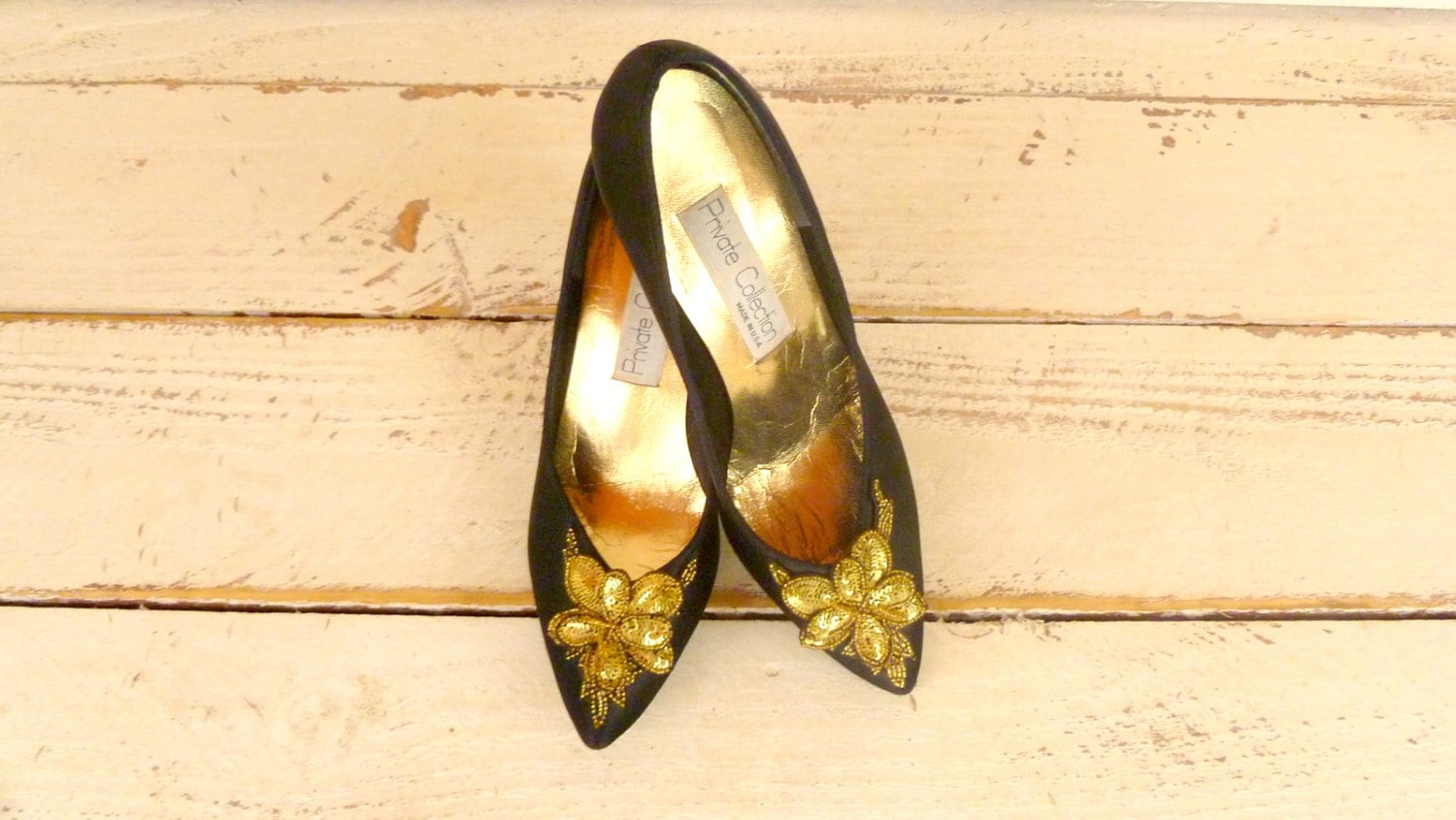 black and gold sequin heels