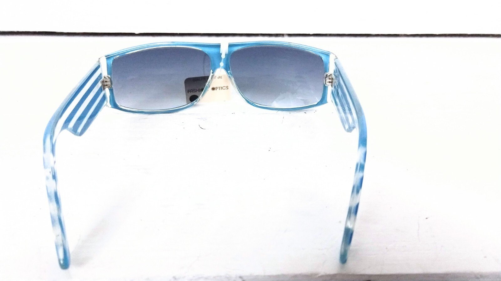Vintage Blue Clear Striped Wide Band Plastic Sunglasses - Etsy display picture 1