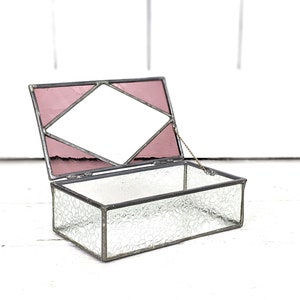 Vintage beveled diamond mirror glass trinket jewelry ring box