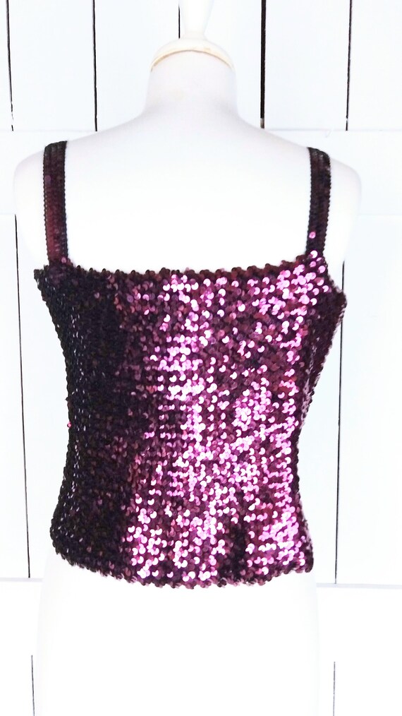 Vintage sequins stretch tank top/sequin stretchy … - image 3