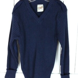 Mens Vintage Military Chunky Blue Knit V-neck Wool - Etsy