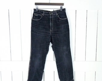 Vintage Chardon Paris black denim jeans/high waisted faded black vintage denim jeans/waist 32"