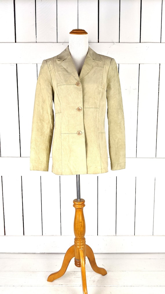 Caslon tan suede leather patchwork blazer jacket s