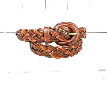 Vintage Brooks Brothers brown braided leather belt