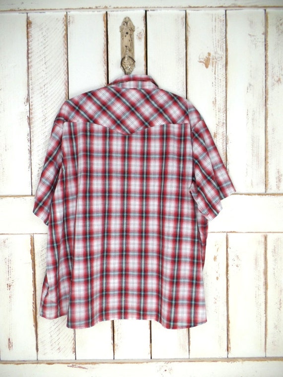 Wrangler red checkered plaid western button down … - image 4