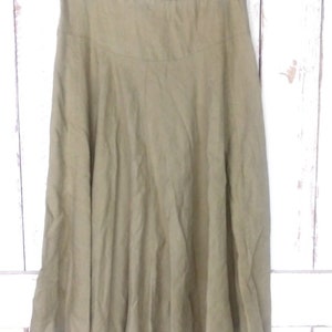 Vintage 90s long linen flowy skirt/beige tan brown linen boho skirt/waist 34/large image 2