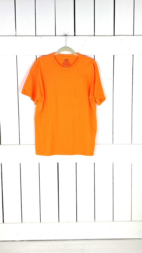 Jerzees plain solid neon orange cotton tee large - image 1