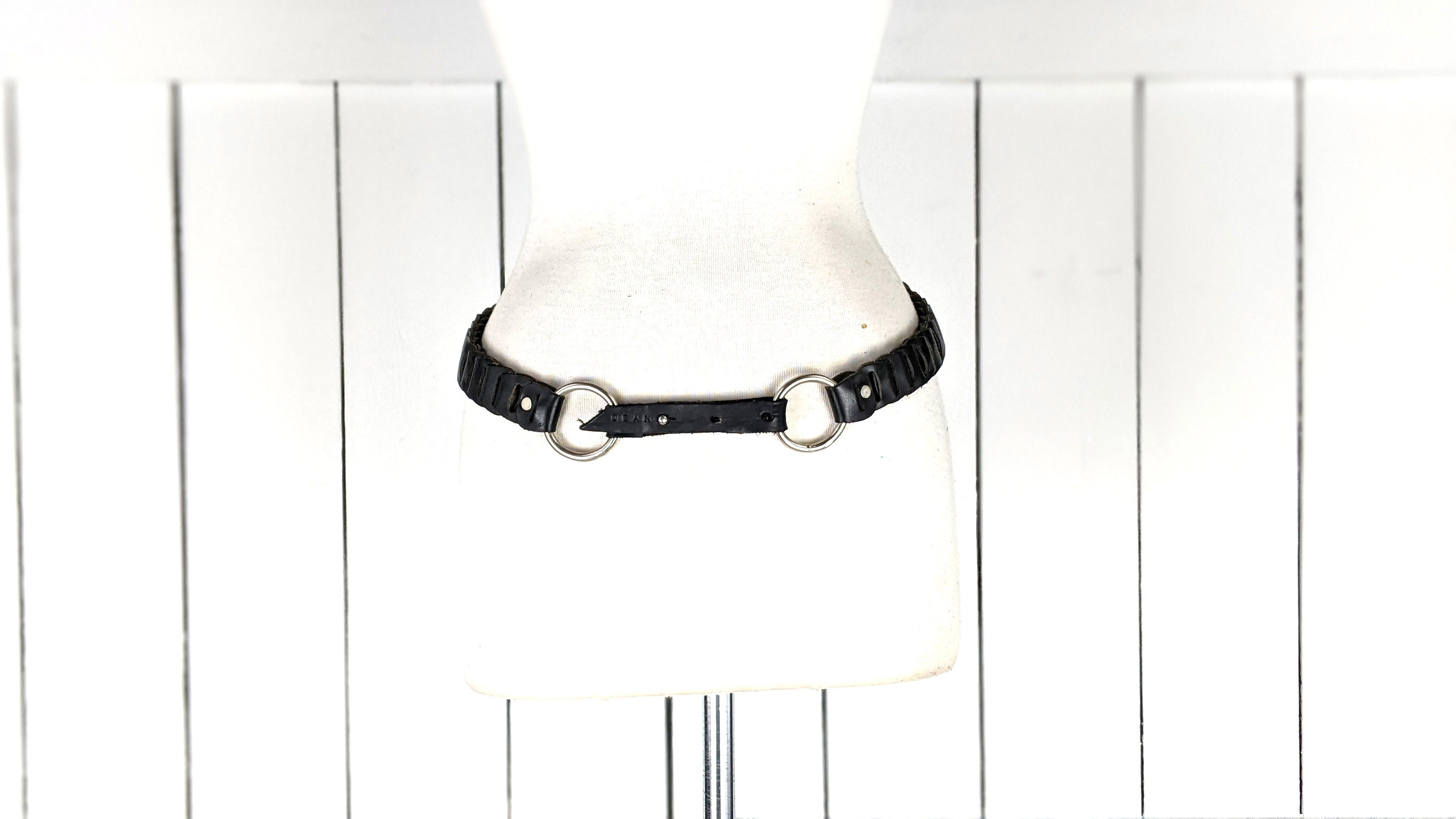 Dean Braided Black Woven Leather Metal Link Belt - Etsy display picture 3
