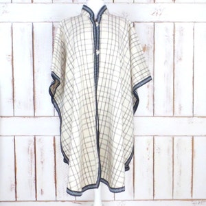 Vintage plaid wool blanket poncho cover up