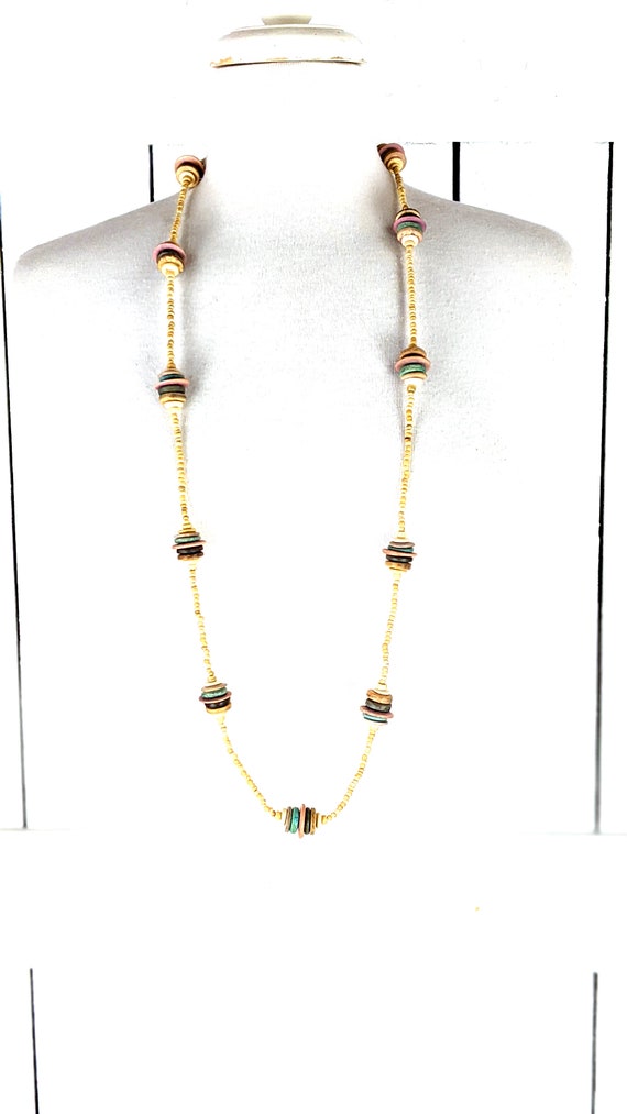 Chunky wood beaded long strand boho necklace - image 3