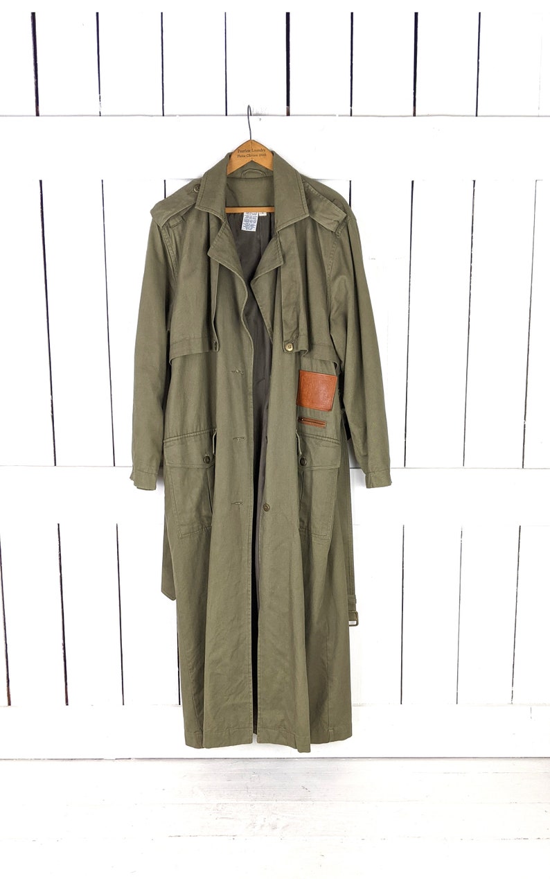 Vintage Together Army Green Military Style Long Belted Trench - Etsy