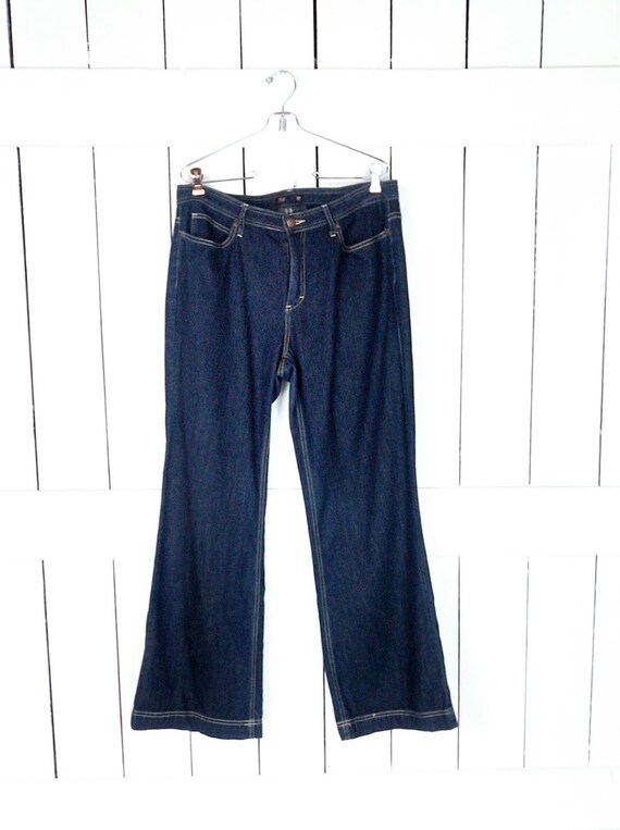 90s vintage JCrew dark blue denim jeans/wide leg d