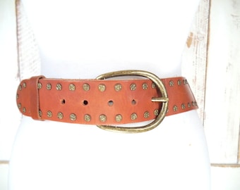 Wide brown braided leather vintage belt