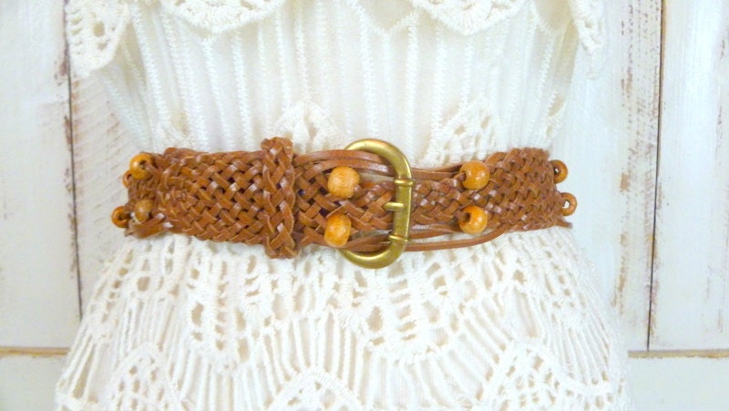 Genuine Leather 30in Boho Beaded Belt Beaded Leather Belt for Men and Women | Boho Style With  main image 3