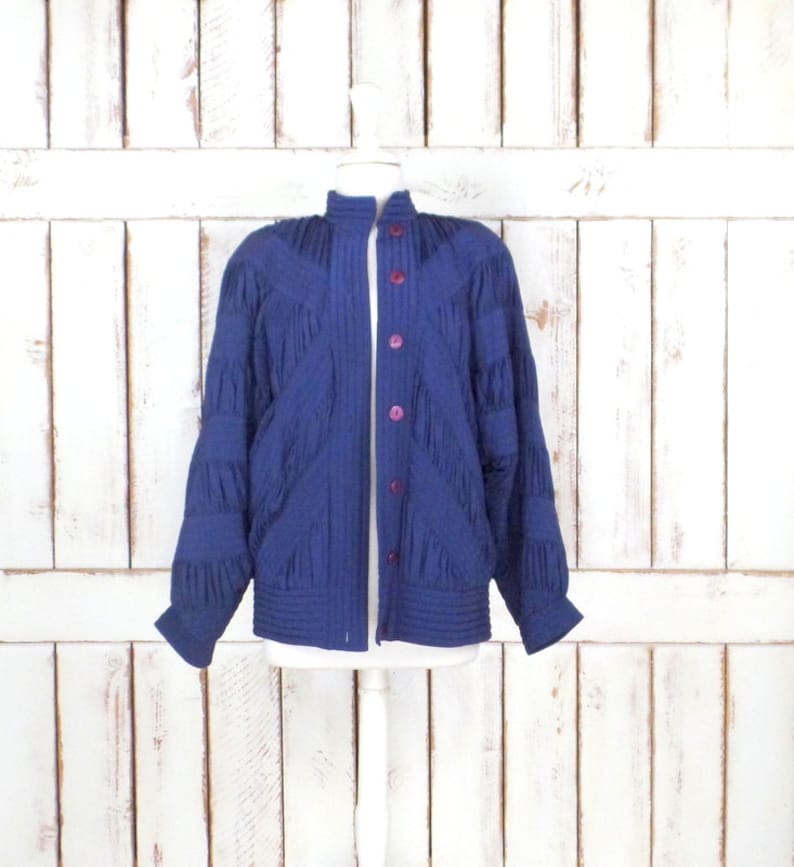 Vintage blue silk windbreaker jogging puffer jacketsilk sports jacketblack puffy flight bomber jacketmedium
