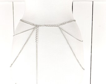 Silver layered metal chain link hip belt Amazon.com: Silver Chain Belt for Women Multilayer Link  main image 4