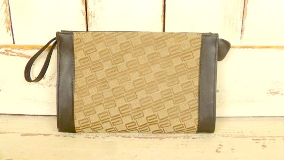 Vintage brown clutch/brown wristlet purse/small w… - image 5