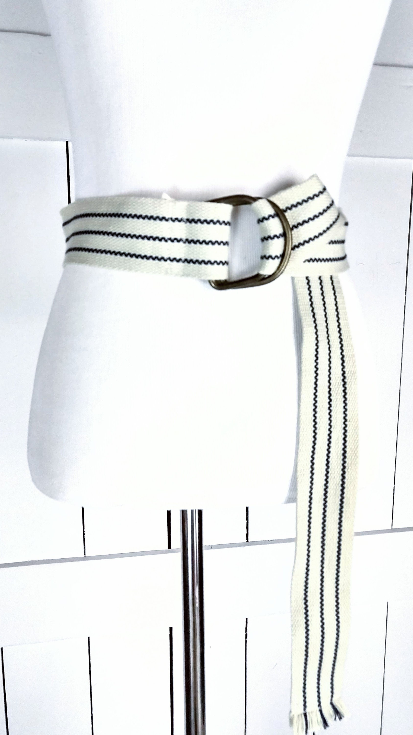 Vintage 90s wide striped woven cloth chord sash belt/wide striped ribbon trim Vintage 90s Wide Striped Woven Cloth Chord Sash Belt - Etsy main image 2