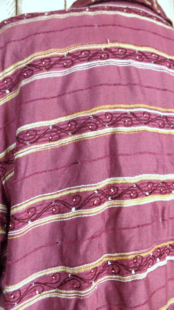 Vintage 90s pink/purple striped floral brocade be… - image 5