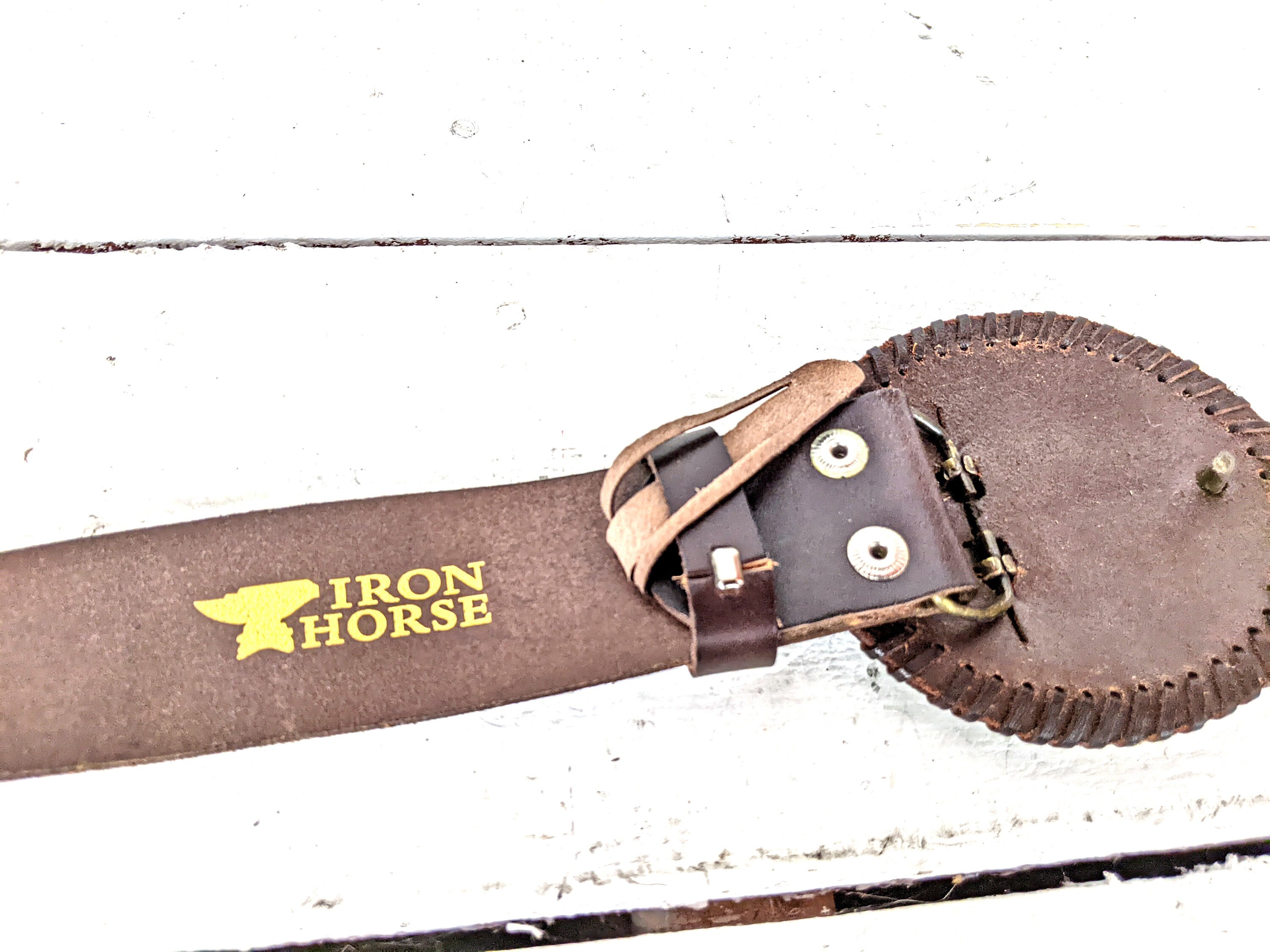 Vintage Brown Silver Studded Faux Leather Western Buckle 