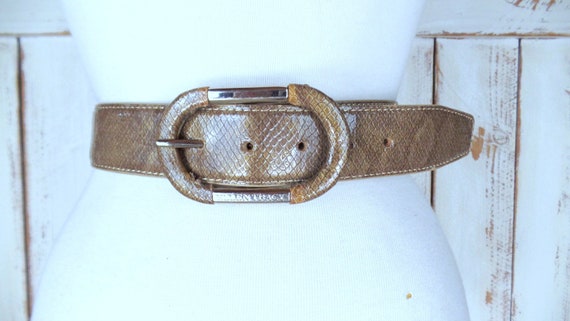 Vintage Ellen Tracy Brown Faux Leather Snake Print Belt - Etsy display picture 3
