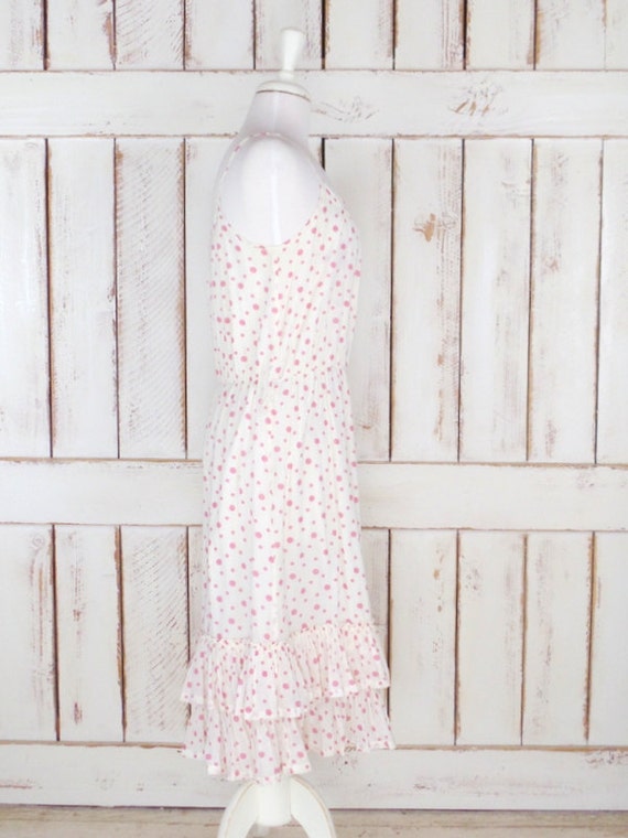 Polka dot ruffle maxi dress deals