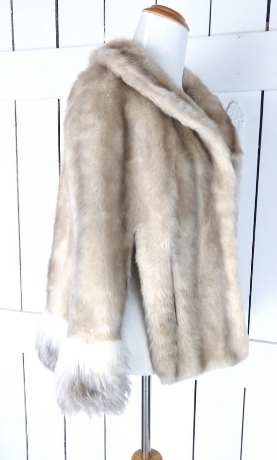 Vintage Glenoit faux mink fur capelet stole wrap - image 2