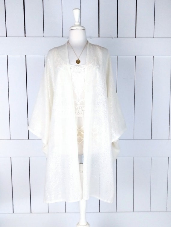 Ivory sequin kimono/sequins boho festival cover up
