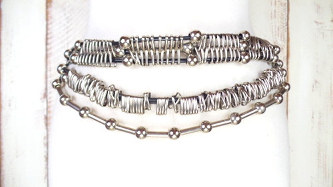 Vintage white leather silver metal link chain beaded statement belt Vintage Beaded Belt - Etsy main image 4