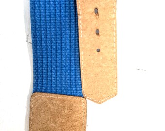 Vintage 90s Wide Woven Blue Cloth Chord Faux Leather Trim  display picture 1