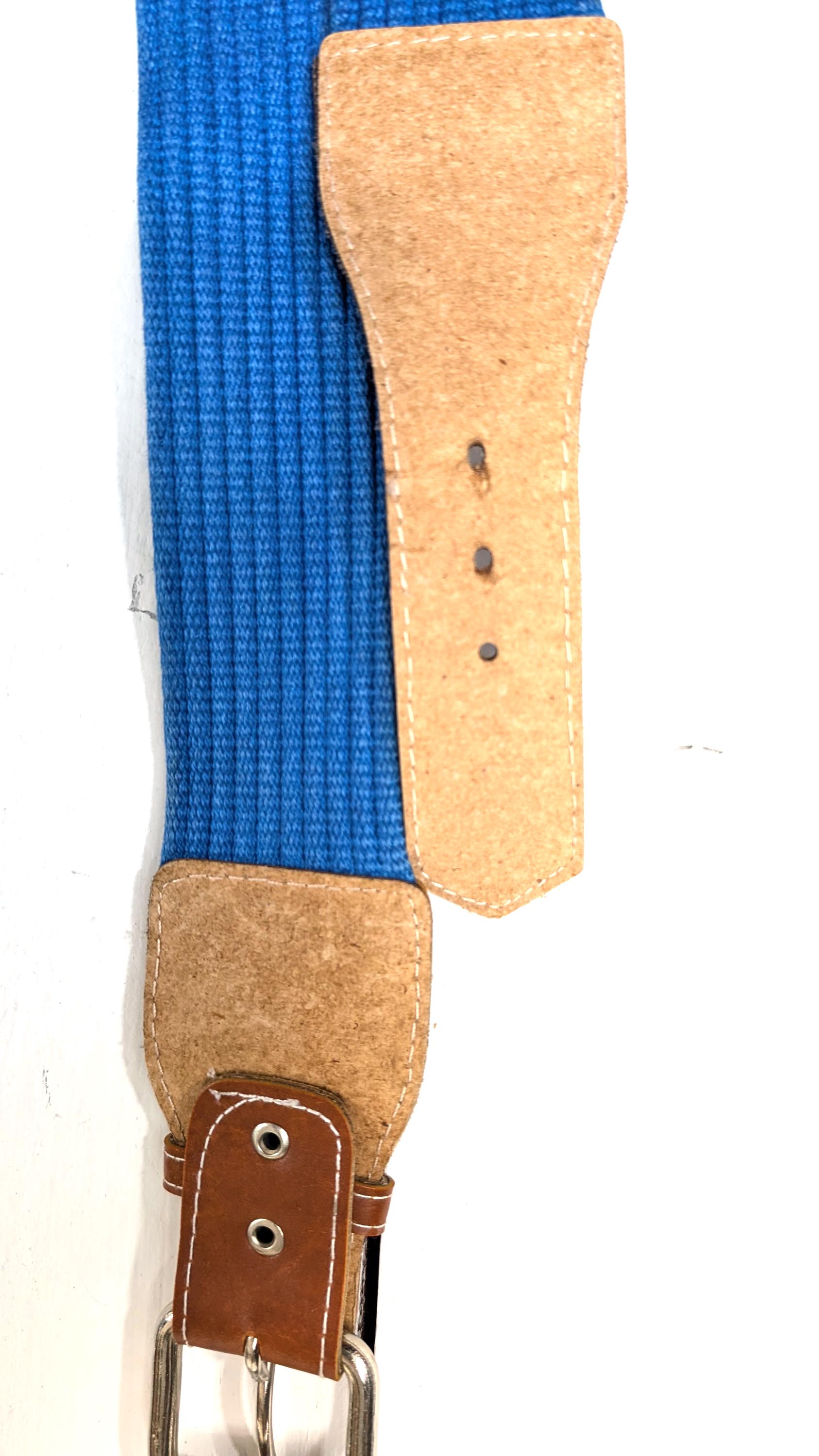 Vintage 90s Wide Woven Blue Cloth Chord Faux Leather Trim 