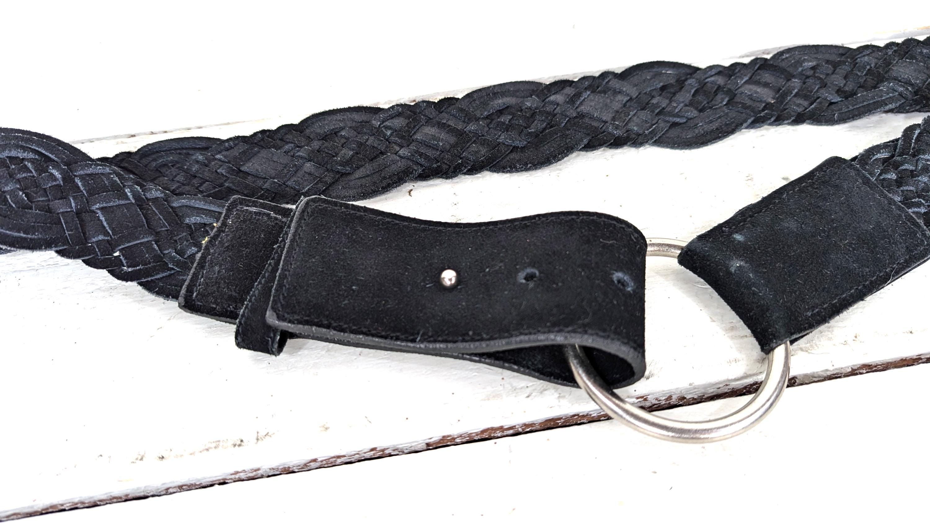 Vintage Black Suede Leather Braided Boho Belt - Etsy display picture 1