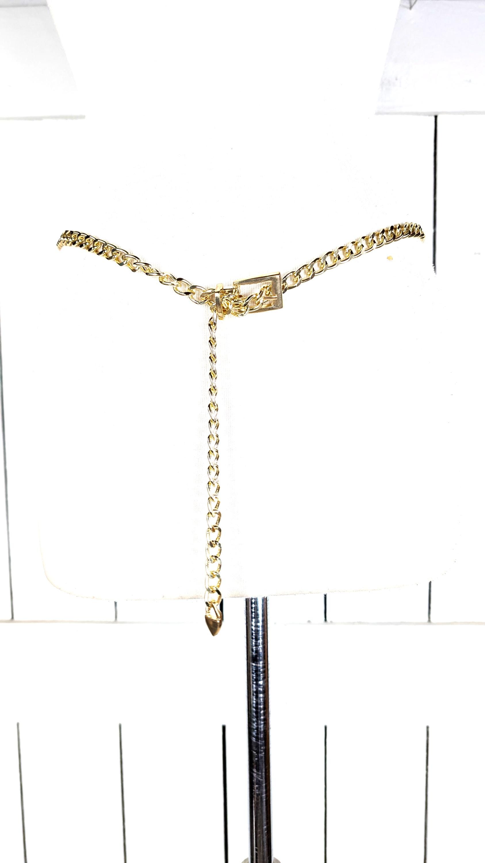 Gold metal chain link buckle belt Women Gold Metal Chain Links Fashion Classy Charm Buckle  main image 3