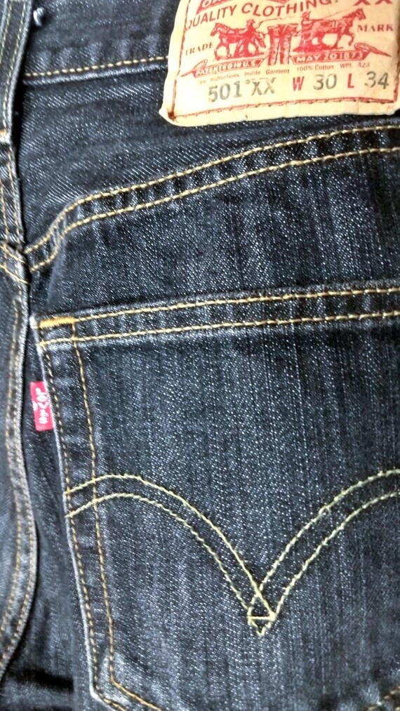 Vintage 90s 501 black button fly denim jeans/high… - image 4
