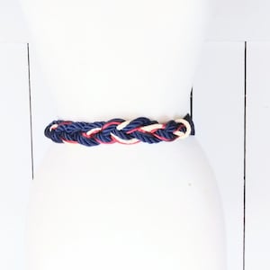 80s vintage red/white/blue braided chord rope belt