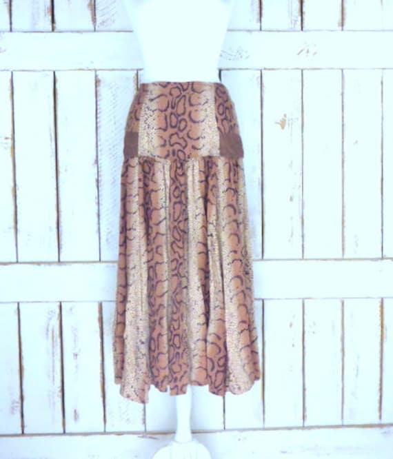 Vintage Dina brown snake/animal print maxi skirt/… - image 1