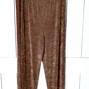 90s vintage ribbed stretchy wide leg palazzo pants/beige yoga style lounge pants/slinky pants/xl image 4