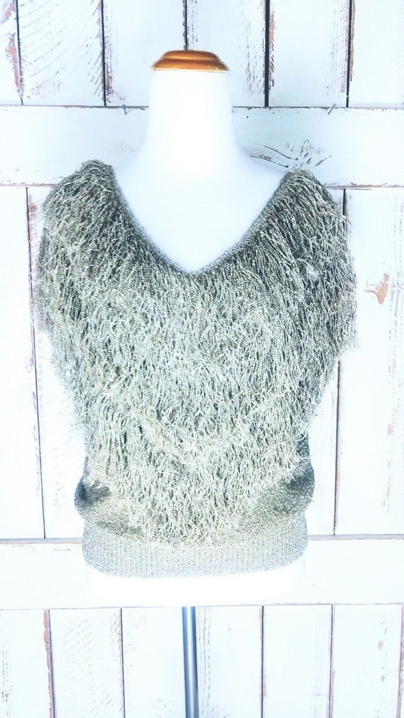 90s vintage hand loomed knit shag pullover sweate… - image 5