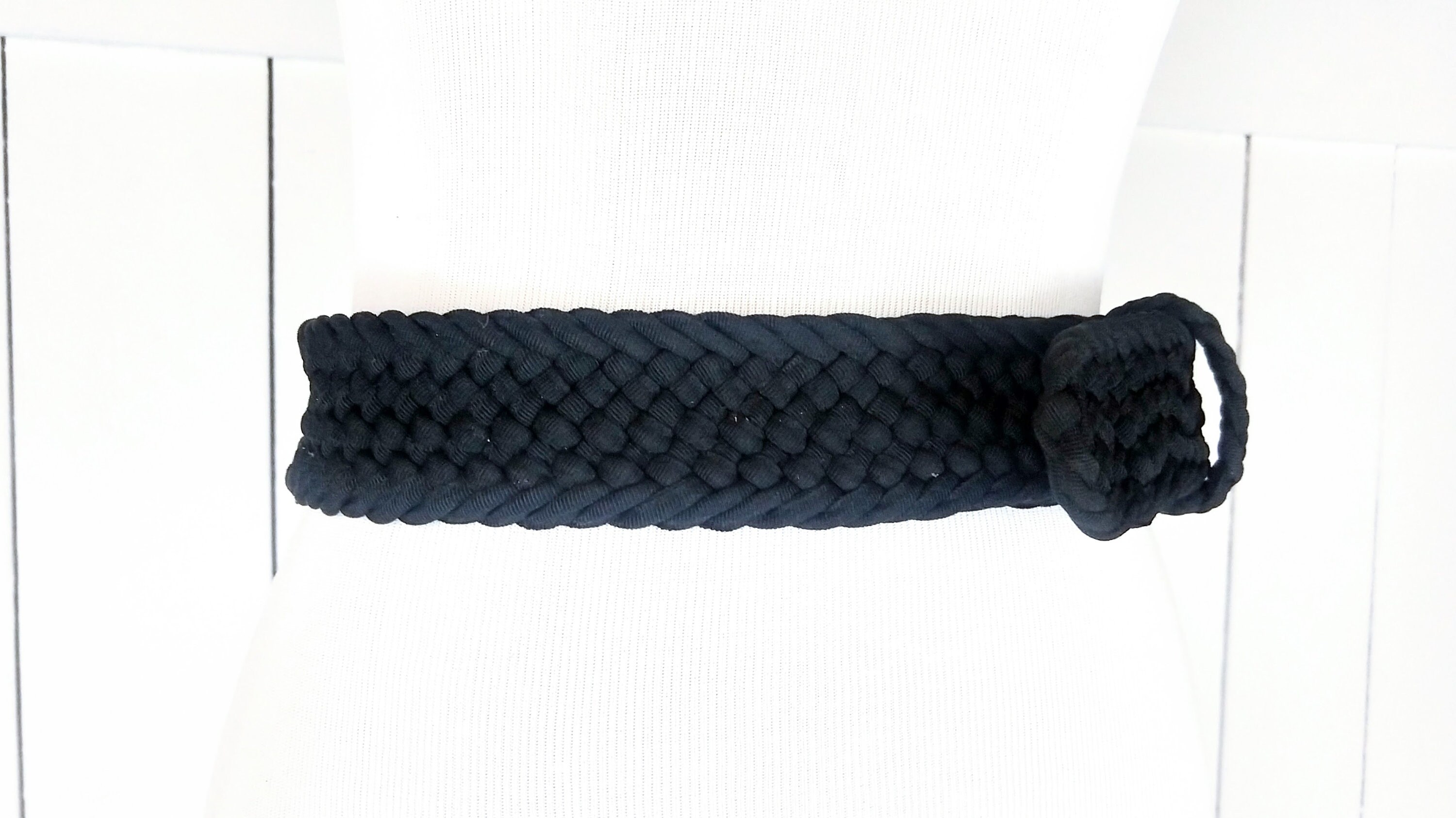 90s Vintage Wide Black Braided Chord Belt/banana Republic 