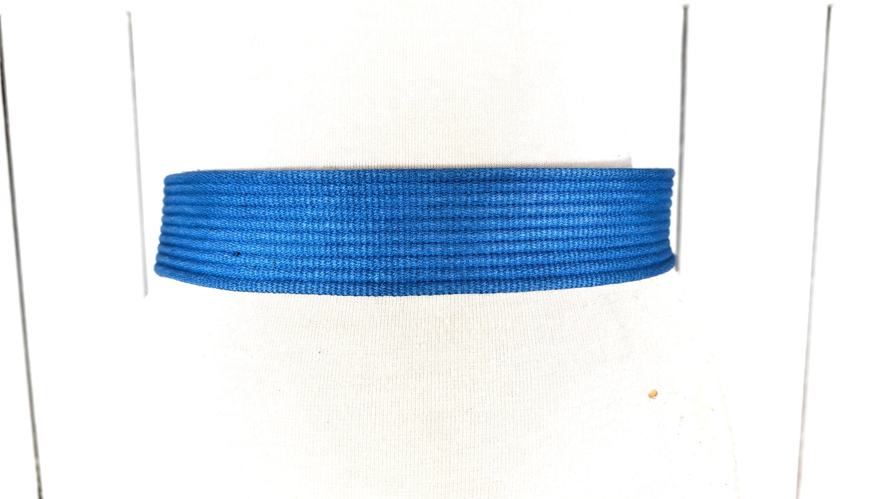 Vintage 90s Wide Woven Blue Cloth Chord Faux Leather Trim  display picture 3