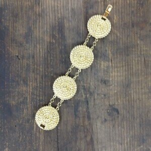 Vintage gold tone metal circle disc bracelet