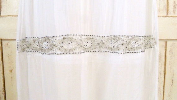 Vintage white silver beaded maxi skirt/long white… - image 2