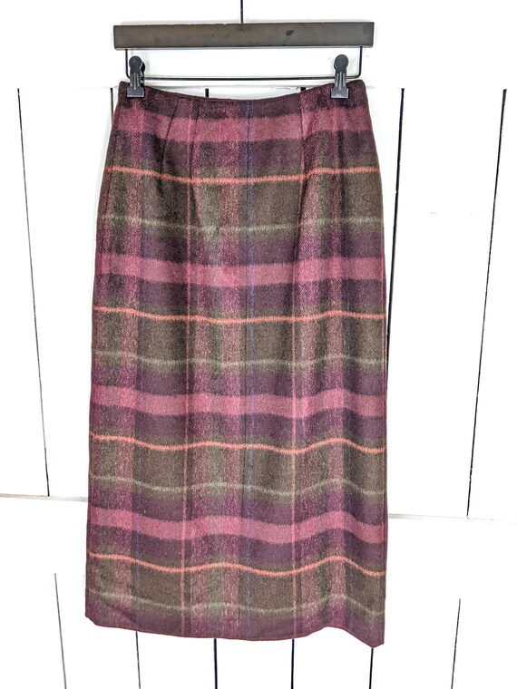 Vintage Talbots plaid wool long wrap skirt - image 4