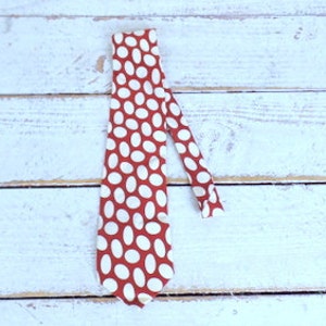 Vintage silk polka dot tie/red/tan necktie/red circle tie/Duncan Row tie