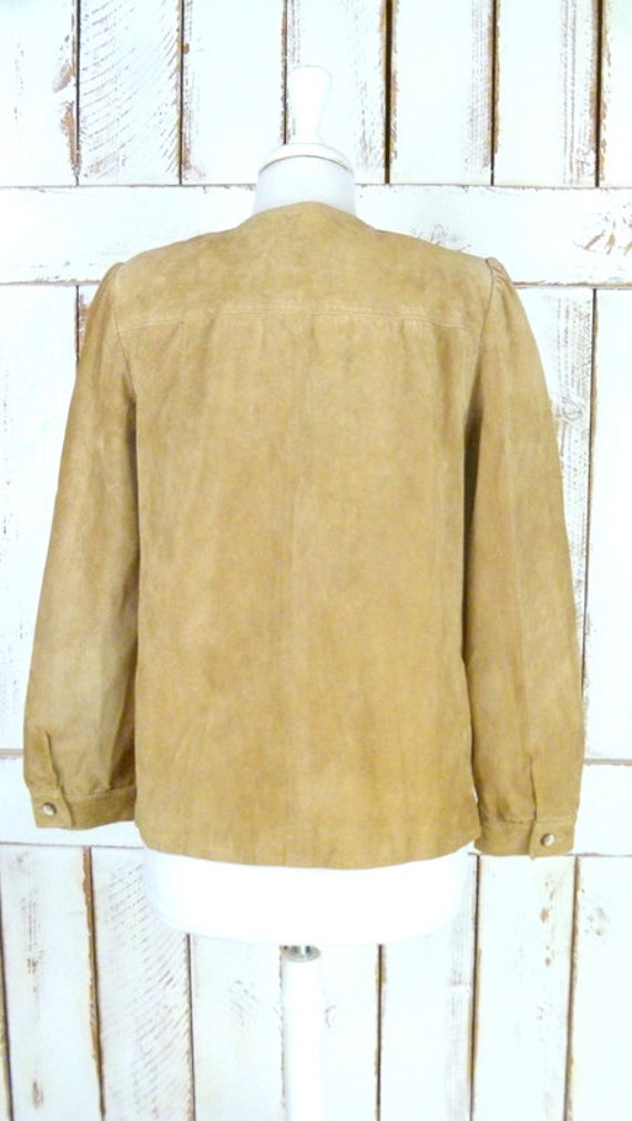 Tan/taupe/camel suede leather vintage jacket top/… - image 4