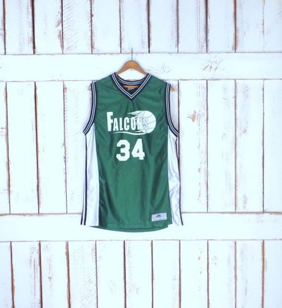 90s Falcons Basketball green/white poly nylon ath… - image 1