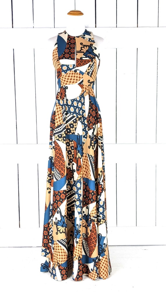 brown herringbone dress Blue Polka Dot Ava Maxi Dress main image 0